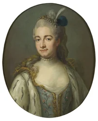 Hedwig Catharina von Fersen grófnő, szül.: Hedwig Catherine de La Gardie – Hedwig Catharina de la Gardie grófnő (1695-1745), szül. Lillie portréja, készítette: Bjoerk, Jakob (1726-1793). Olajfestmény. Méretei: 68x55 cm. Stockholmi Nemzeti Múzeum