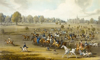 Kurzusok a Hatfield Parkban, vésette James Pollard (1797-1867) (színes litó) (lásd még: 266807)
