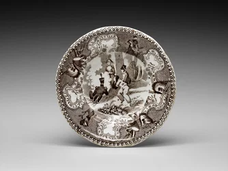 Pohártányér, c. 1837-1856 (ólommázas cserépedény transzfernyomással)