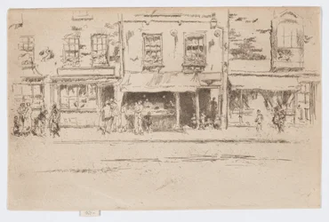 Fish Shop, Chelsea, 1884-86 körül (metszet; tus, papír)