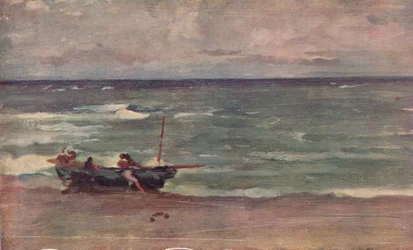 Harmony in Blue and Silver: Beaching The Boat, Etretat, 1897