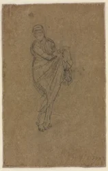 Álló nő feltartja a ruháját, c. 1872.