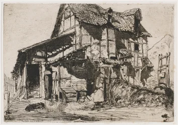 A nem biztonságos bérház. A tizenkét rézkarc egyike a természetből A francia díszlet, 1858.