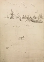 Visitors Boat, egy tizenkét rézkarcból álló sorozatból, The Naval Review, 1887