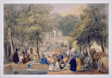 The Avenue at Babers Tomb, az afganisztáni vázlatokból, Charles Haghe (1810-88) és Louis Haghe (1806-85) metszete, Henry Graves kiadója, 1842