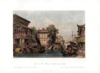 Jelenet a Honan-csatornán, Kanton közelében, Kínában, 1840.