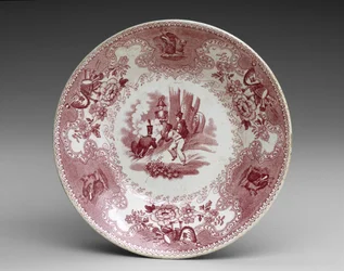 Csészealj, 1837-44 körül (transzfernyomásos cserépedény)