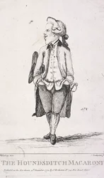 "The Houndsditch makaróni", 1772