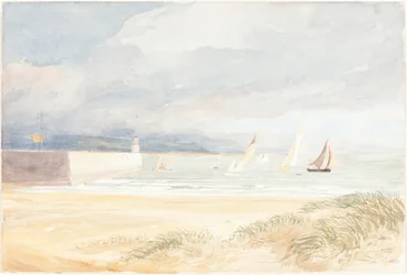 Partmenti jelenet vitorláshajókkal (Portland, Dorset?)