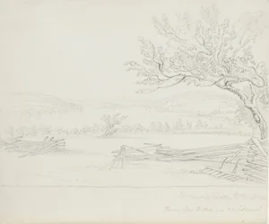 Derwent Lake Mr. W. Mains rezidenciájából, 1843 (grafit krémszínű szőtt papíron)