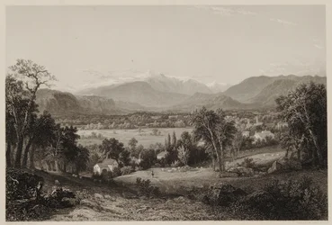 Washington-hegy a Conway völgyéből, John F. Kensett nyomán, James Smillie metszet, J. Dalton nyomta