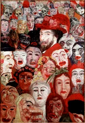 Maszkokkal körülvett önarckép, 1899, méretek: 120 x 180 cm, magángyűjtemény