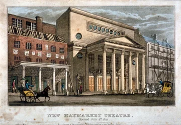 Kilátás a Haymarket Színházra, Westminster, London, 1821.