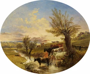 Táj patakkal és jószágokkal, 1888