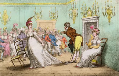 A Broad Hint of Not Meaning to Dance, kiadta Hannah Humphrey 1804-ben (kézi színezett metszet)