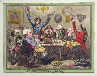 Az Anacreontick teljes dala, Hannah Humphrey adta ki 1801-ben (rézkarc, metszet aquatintával és wc)