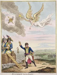 A Buonaparte elhagyja Egyiptomot, Hannah Humphrey adta ki 1800-ban (kézzel színezett rézkarc)