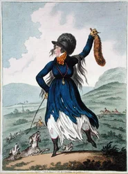 Diana visszatért a Chace-ből, Hannah Humphrey adta ki 1802-ben (kézzel színezett rézkarc)