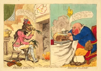 Francia szabadság - brit rabszolgaság, pub. 1892 (kézi színes metszet)