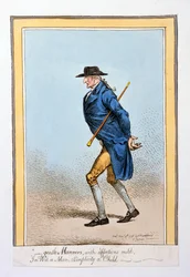 "Gentle Manners, with affections enyhe, Wit a Man, Simplicity a Child" című könyvben, Hannah Humphrey adta ki 1798-ban (kézzel színezett rézkarc)