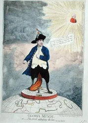 Gloria Mundi, avagy Az ördög megszólítja a napot, William Humphrey adta ki 1782-ben (kézzel színezett metszet)
