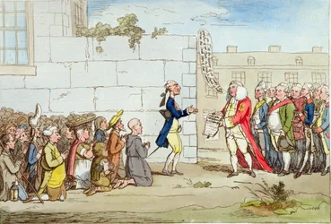 Ír hála, kiadta Hannah Humphrey 1782-ben (kézi színezett metszet)