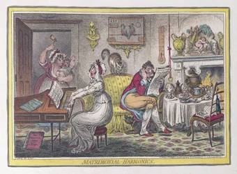 Házassági harmonika, kocsma. 1805 (kézzel színezett metszetek)