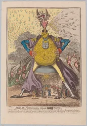 Midas, mindent [aranymá] változtat. Papír, kocsma. 1797 (kézzel színezett metszet)