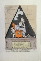 Patience on a Monument, Hannah Humphrey 1791-ben (kézzel színezett rézkarc)