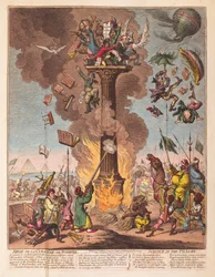 Pompeius oszlopának ostroma, a tudomány pellengéren, kiadva 1799-ben