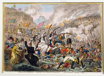 Spanyol hazafiak megtámadják a francia banditit, Hannah Humphrey adta ki 1808-ban (akvatintával metszett)