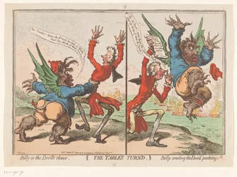 Spotprent, William Pitt és Charles Fox, 1797 Az asztal megfordítva (cím az objektumon)