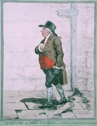A mélyreható gondolkodás tünetei, Hannah Humphrey adta ki 1800-ban (kézzel színezett rézkarc)