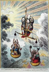 The Cabinetical Balance, Hannah Humphrey 1806-ban (kézzel színezett rézkarc)