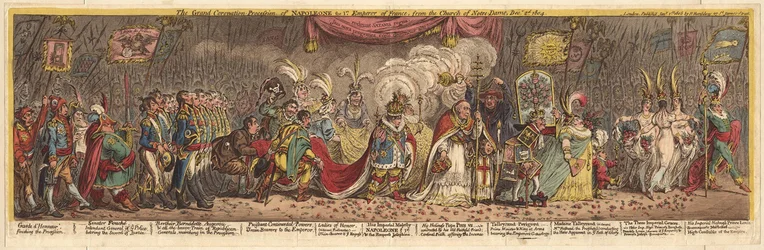 Napóleon, Franciaország első császárának nagy koronázási körmenete a Notre-Dame templomból, 1805