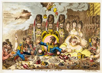 The Hand-Writing on the Wall, kocsma. 1803 (kézzel színezett metszet)
