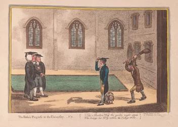 A gereblye fejlődése az egyetemen. 3. sz., kocsma. 1806 (kézzel színezett metszet)