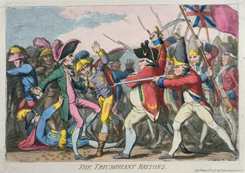 A diadalmas britek, Hannah Humphrey 1780-ban (kézzel színezett rézkarc)