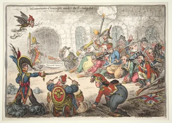 Westminster-Conscripts a képzési törvény értelmében, 1806 (kézzel színes gravírozás)
