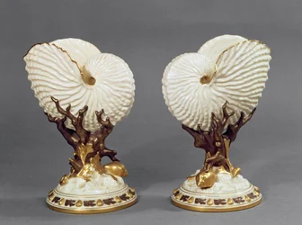 Worcester vázák Nautilus kagyló alakú pár, 1880 porcelán