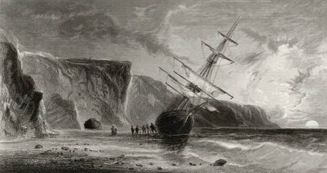 Szeptember éjfél, G. Ulman metszetében, "Arctic Explorations in the Years 1853, 54, 55", I. kötet, Doctor Elisha Kent Kane (1820-57), Philadelphia, 1856