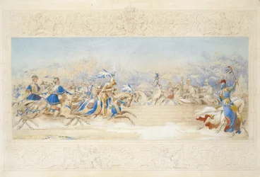 The Joust (ceruza, wc és testfesték, papír)