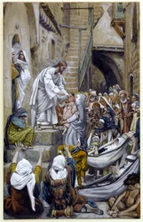 És az egész város összegyűlt az ajtóban, illusztráció: Krisztus élete, 1884-96 (wc és gouache kartonon)