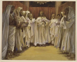 Krisztus a tizenkét apostollal, illusztráció a Krisztus életéhez, 1886-96 körül (guache, kartonpapír)