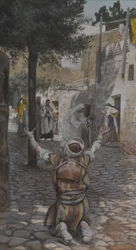 Leprások gyógyítása Kapernaumban, illusztráció a mi Urunk Jézus Krisztus életéből (wc grafit fölött, papíron)