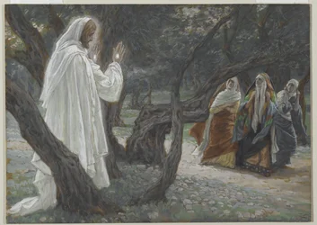 Jézus megjelenik a szent asszonyoknak, illusztráció: Urunk, Jézus Krisztus élete, 1886-94 (wc grafit fölött, papíron)