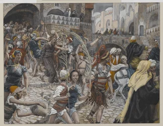 Jézus vezette Kajafástól Pilátushoz, illusztráció a mi Urunk Jézus Krisztus élete, 1886-94 (wc grafit felett papíron) című könyvéből