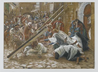 Jézus találkozik az anyjával, illusztráció az Urunk, Jézus Krisztus élete, 1886-94 (wc grafit felett papíron) című könyvéből