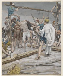 Jézus, levetkőzve, illusztráció az Urunk, Jézus Krisztus élete, 1886-94 (wc grafit felett, papíron) című könyvéből