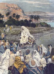 Jézus tanít a parton - Jézus tanítás a tenger partján - "" A mi Urunk Jézus Krisztus életéből" - 1899 James Tissot - Urunk Jézus Krisztus élete, Jacques Joseph (Jacques Joseph) Tissot dit James Tissot (1836-1902)